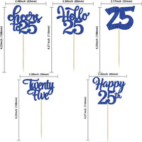 30pcs 16th Birthday Cupcake Toppers - 25th / Deep Blue - image 2