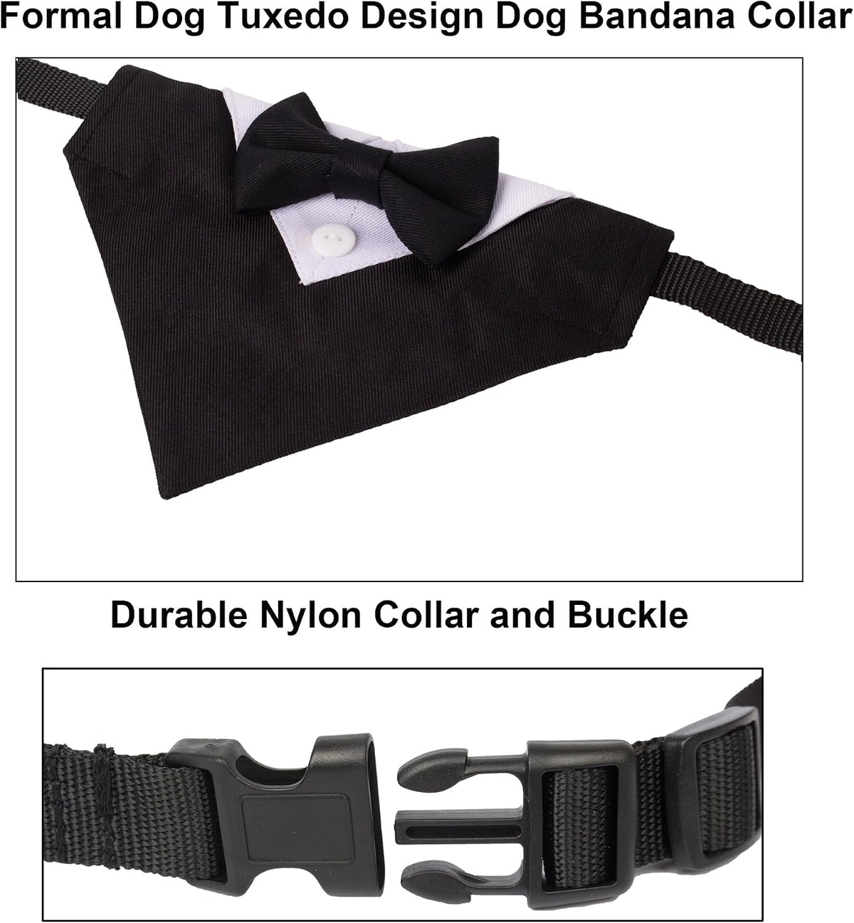 ADOGGYGO Dog Tuxedo Collar, Wedding Dog Bow Tie - Small / Black - image 4