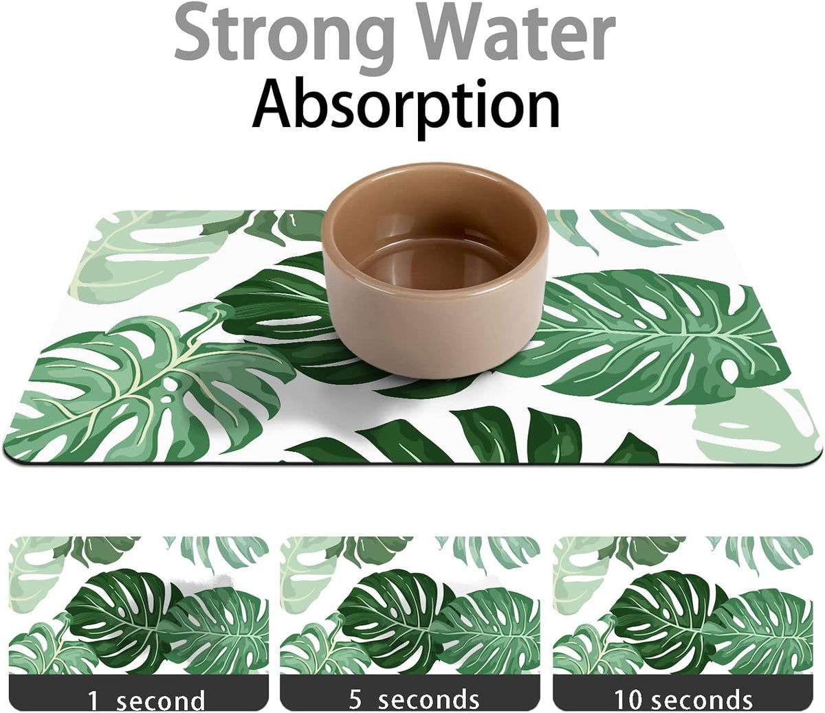 Dog Food Mats for Floors, Absorbent Dog Bowl Mat for Food and Water Dispenser, Quick Dry Cat Food - Leaves / 20"L x 12"W - image 4