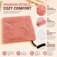 Pet Heating Pad for Cats with Normally Open Function - Pink Plush / Round-16.0"L x 16.0"W - image 3