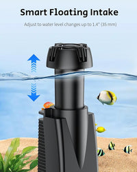 Pawfly 80 GPH 4 W Aquarium Surface Skimmer for Fish Tanks up to 92 Gallons, Aquarium Oil Film Processor, Fish Tank Filter with Bio Sponge & Suction Cups, Fish Tank Oil Skimmer, Oil Film Remover