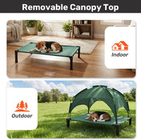 Elevated Dog Bed with Removable Canopy - Green / 51"L x 36"W x 9.5"H - image 4