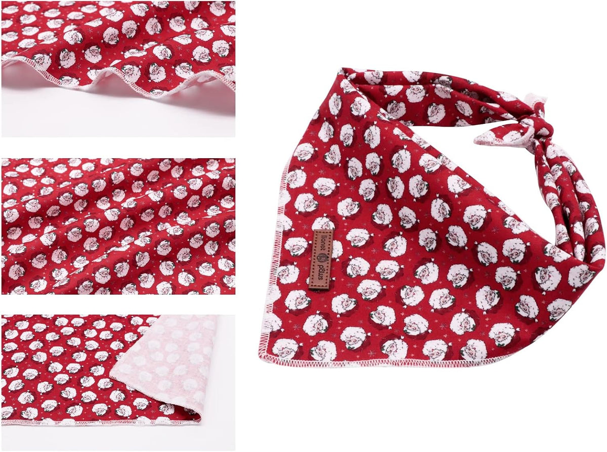 Lionet Paws Spring Daisy Dog Bandana Washable Cotton Handkerchief - Santa Claus / Large (Pack of 1) - image 4