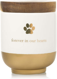 Pearhead Pet Ceramic Forever in Our Hearts Urn, Pet Memorial - Gold My Heart Urn