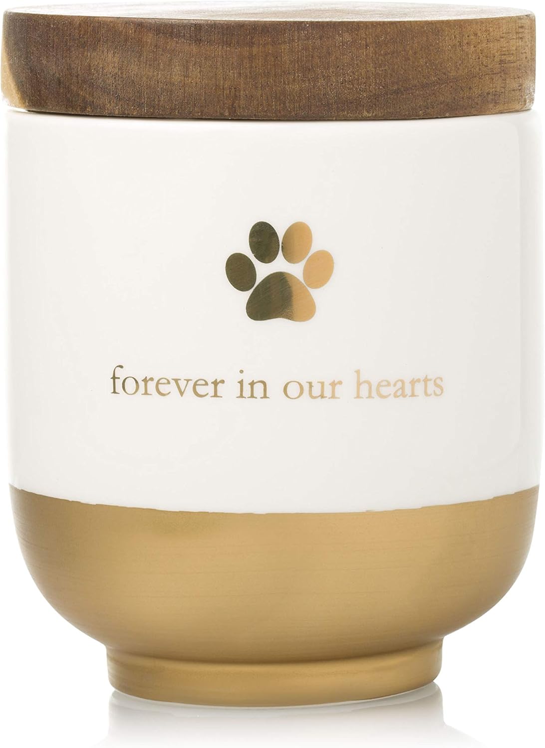 Pearhead Pet Ceramic Forever in Our Hearts Urn, Pet Memorial - Gold My Heart Urn