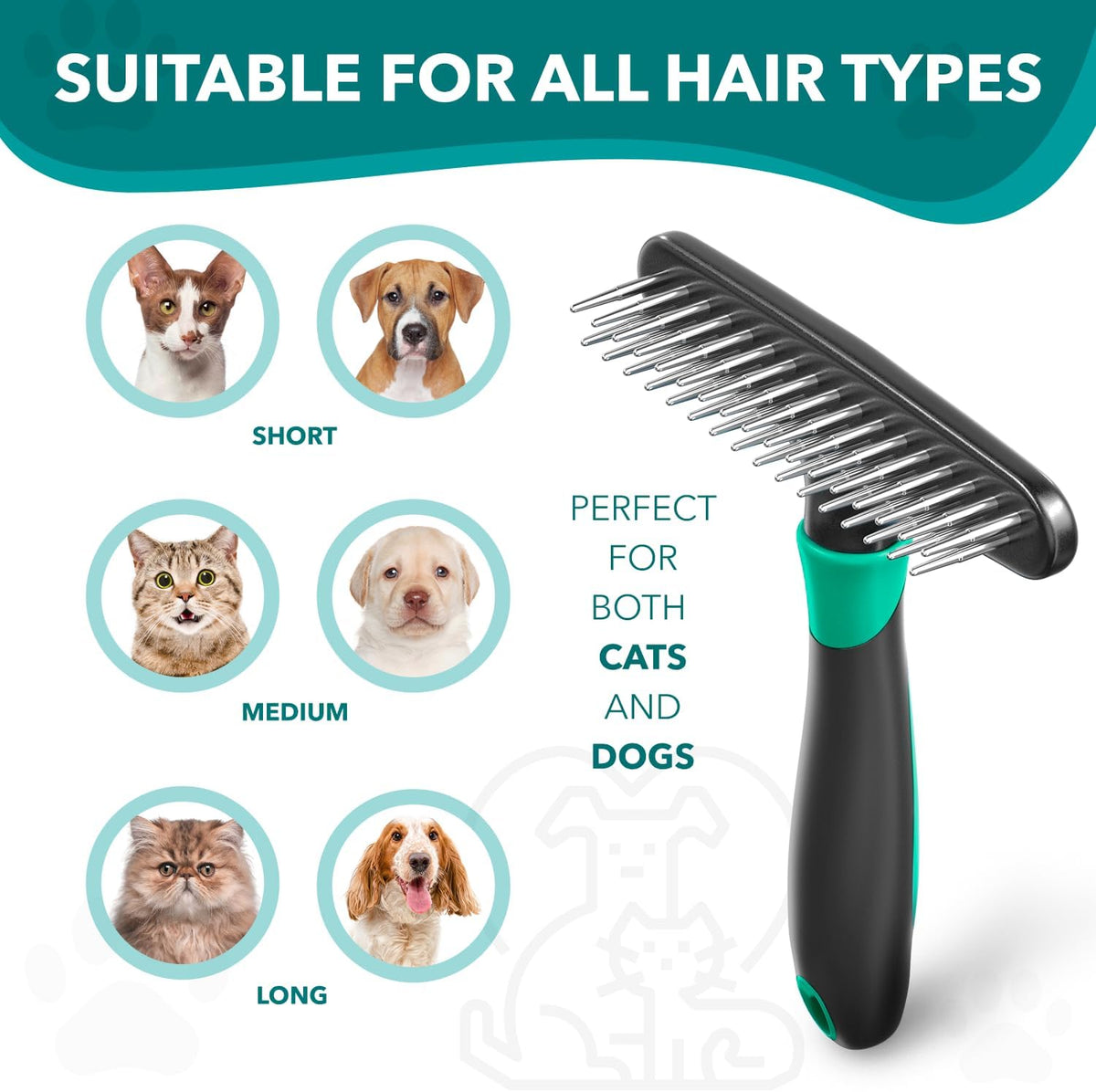 DOGI Deshedding Brush, Undercoat Rake for Dogs, Cats, Matted - Green - image 3