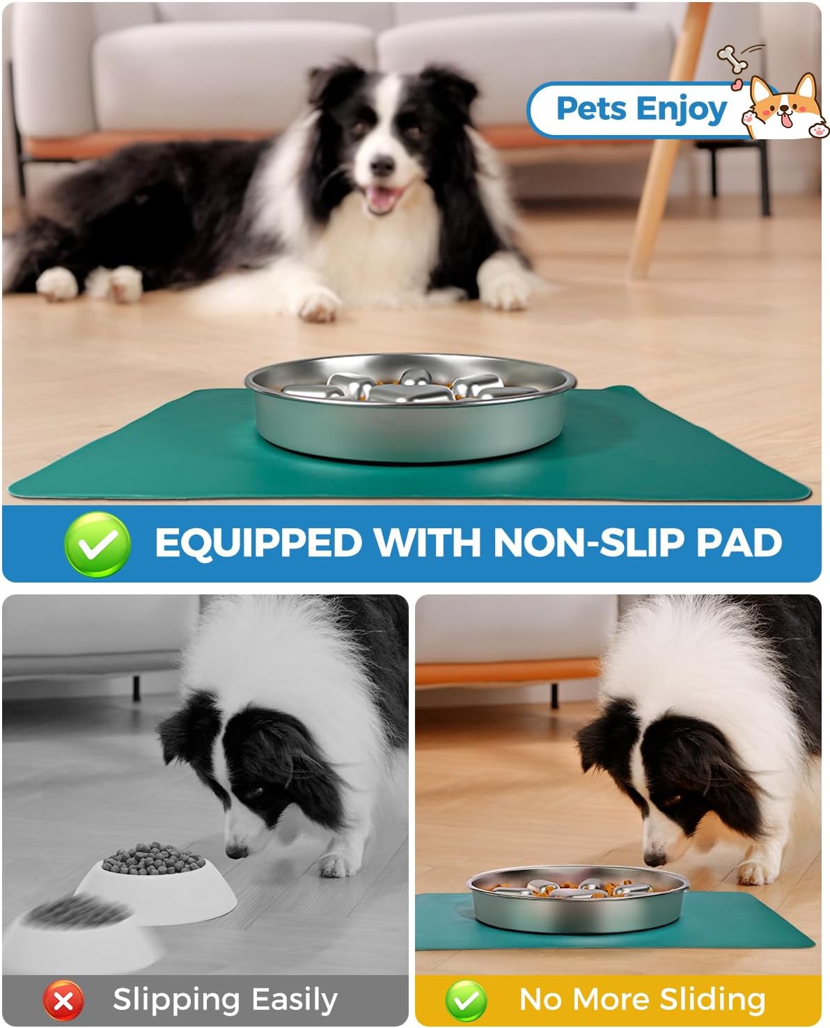 Slow Feeder Dog Bowls with Non-Slip Mat - 2 Cup 2 Pack - image 4