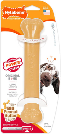 Nylabone Power Chew Original Bone Dog Chew Toys - Peanut Butter / Large