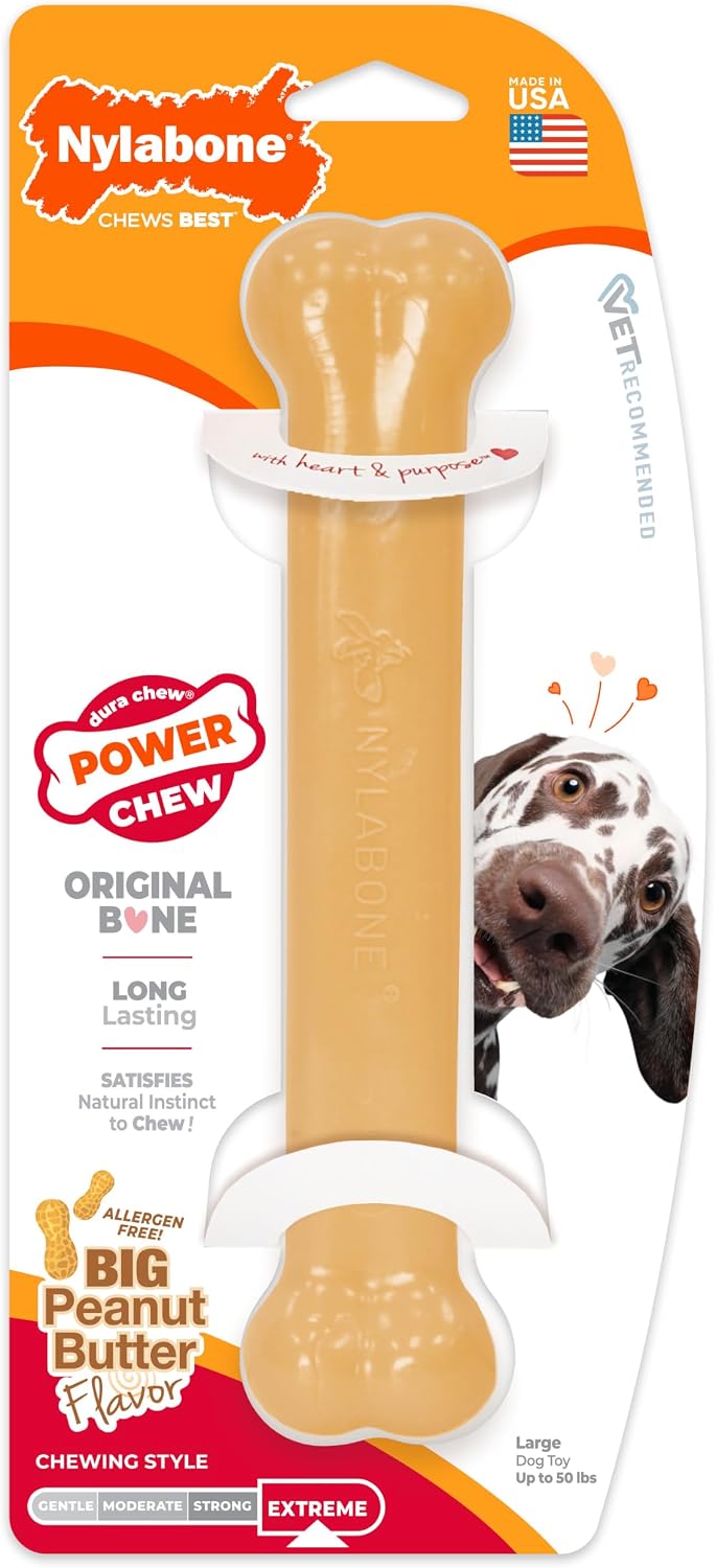 Nylabone Power Chew Original Bone Dog Chew Toys - Peanut Butter / Large