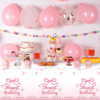 3 Pack Plastic Birthday Tablecloth - Pink Bow - image 4