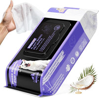 HICC PET Wipes for Dogs and Cats, Vet-Recommended Pets Cleaning Wipes, Deodorizing Hydrating, Nourishes Smoothes Fur, Fermented Coconut Oil Grooming Paws, Body and Butt, Thicken, Rose, 100 Count