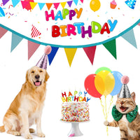 Set of 3 glitter dog birthday hats in blue, pink and silver with pom-pom toppers - view 4