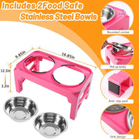 Hubulk Elevated Dog Bowls with 2 Stainless Steel Dog Food & Water - M (8" for M/L Dogs) / Pink - image 4