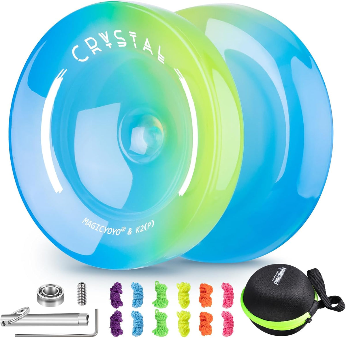 K2 Crystal Responsive Yoyo for Kids，Professional Yo-yo for Beginners – Fun for Kids & Family - Skyblue Yellow