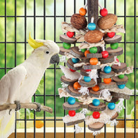 Large Parrot Toys Bird Chewing Toys-Natural Nuts Corn Loofah Wooden - image 2
