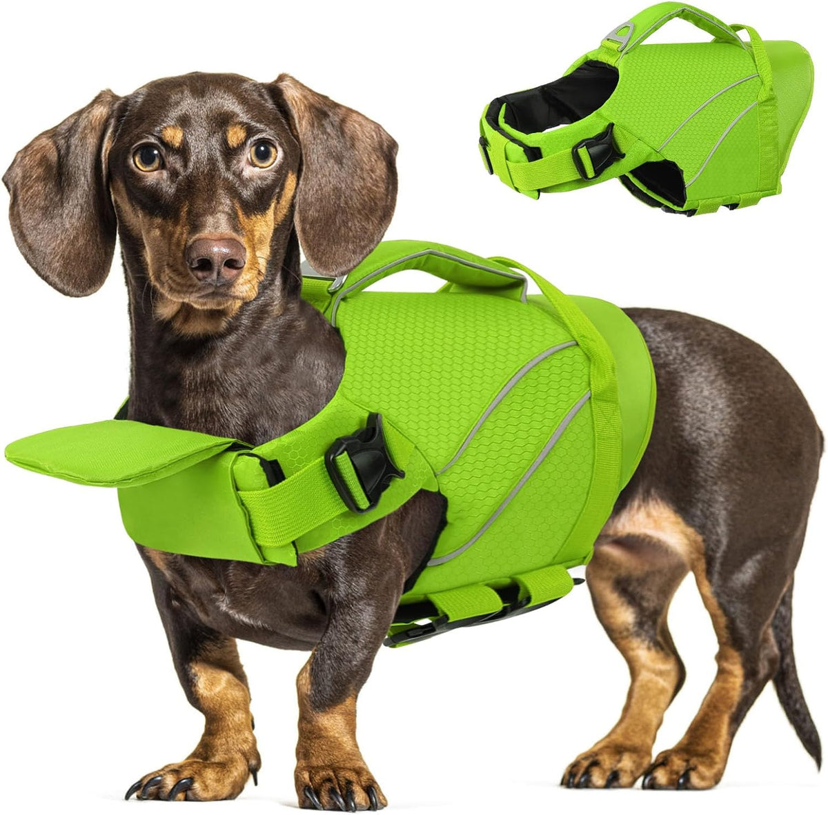 Queenmore Dog Life Jacket with Front Float - Large / Green