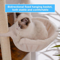 Hey-brother Wooden Cat Tree Tower with Rattan Condo - 21.7"×15.7"×66.1" / Rustic Brown - image 4