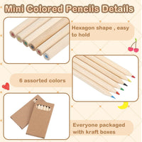 Ctosree mini colored pencils in kraft boxes, 6 natural wood pencils per box - view 12