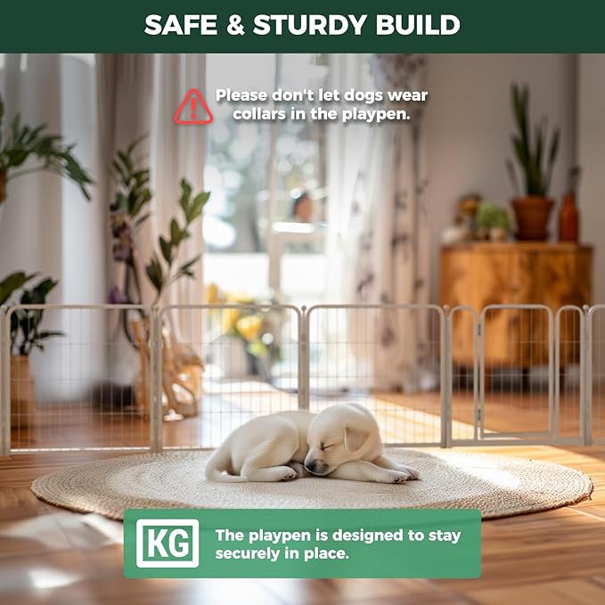 FXW Homeplus Unleashed Indoor Dog Playpen - Stress-Free and Safe Play, Heavy Duty 24 Inch 12 Wire Panels Dog Pen for Puppy and Small Dogs, White│Patented