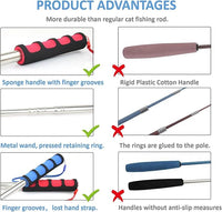 2pcs Retractable Wand Toys, Cat Fishing Rod with 11 Pcs Feather Refills for Indoor & Outdoor Cats