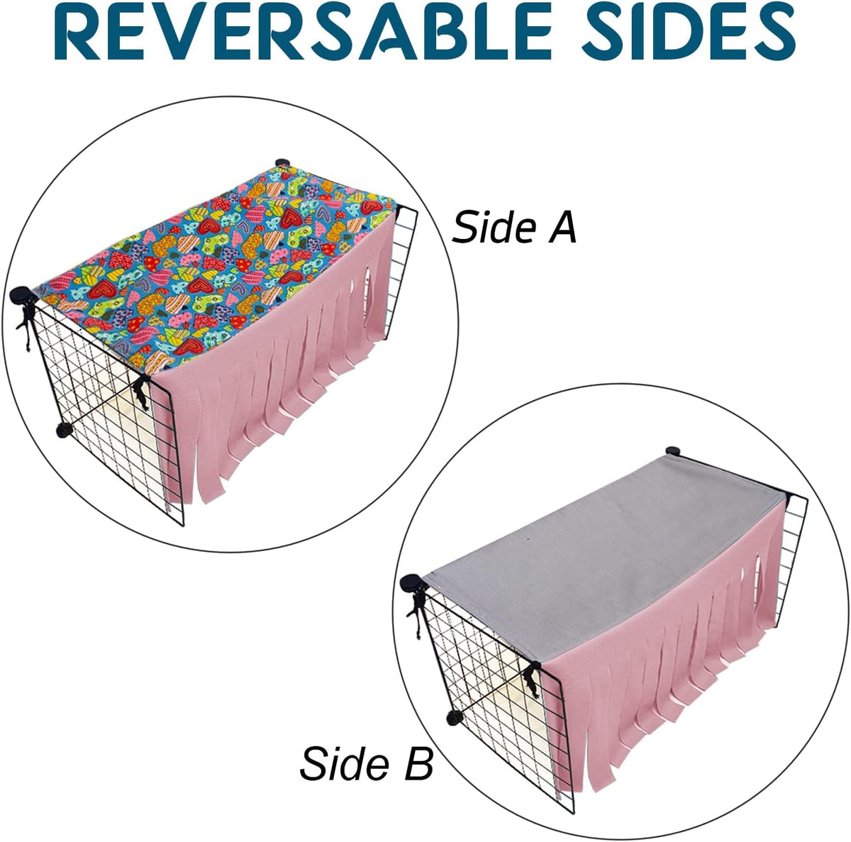 RIOUSSI Guinea Pig Hideout Hideaway Corner Fleece Toys Cage - Pink Rectrangle / Rectangle - image 2