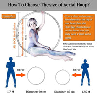 DASKING Professional Aerial Hoop Kit - 90CM/32MM / black,grey,green,pink,steel - image 3