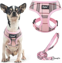 Pupteck Soft Mesh Dog Harness Sized and Leash Set Pet Puppy Cat - Light pink / XS (NECK: 10", CHEST: 10"-14") / Classic over-the-head harness
