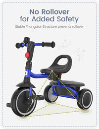 besrey Toddler Tricycle with Bell - Blue - image 3