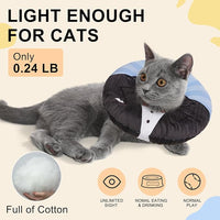 BEAUTYZOO Cat Cone Collar Soft, Cat Recovery E Collars After Surgery to Stop Licking, Adjustable Elizabeth Circle Collar Cute Pet Donut Pillow for Cats Kitten Puppy Small Dogs, Black Suit M