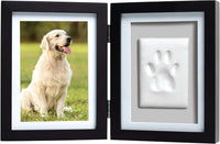 Pearhead Pet Paw Print Frame with Clay Impression Kit - Black Pawprint Desk Frame