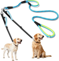XiaZ Double Dog Leash for Two Dogs Perfect for Small Medium Dogs - Blue / Medium/Large