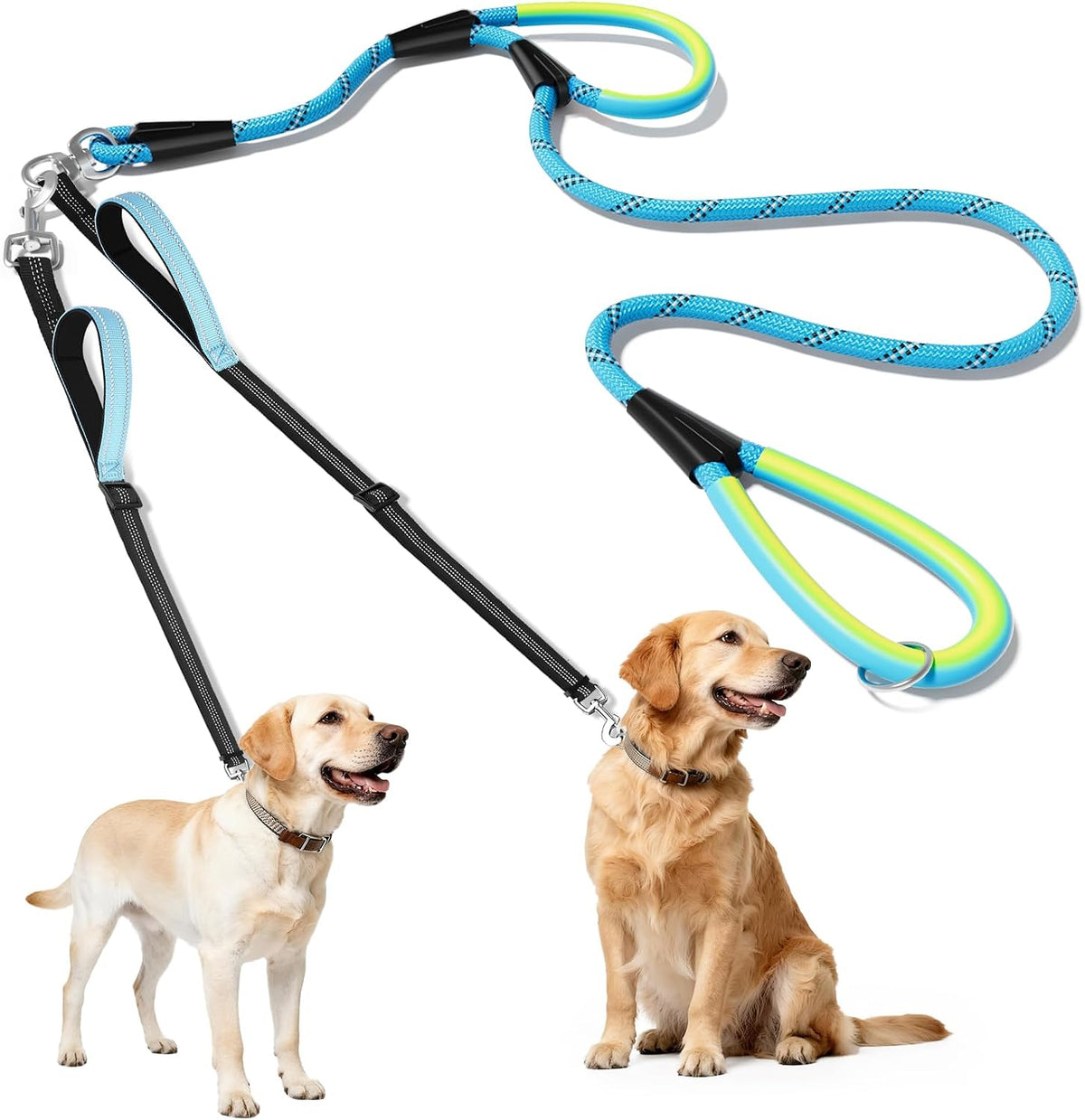 XiaZ Double Dog Leash for Two Dogs Perfect for Small Medium Dogs - Blue / Medium/Large