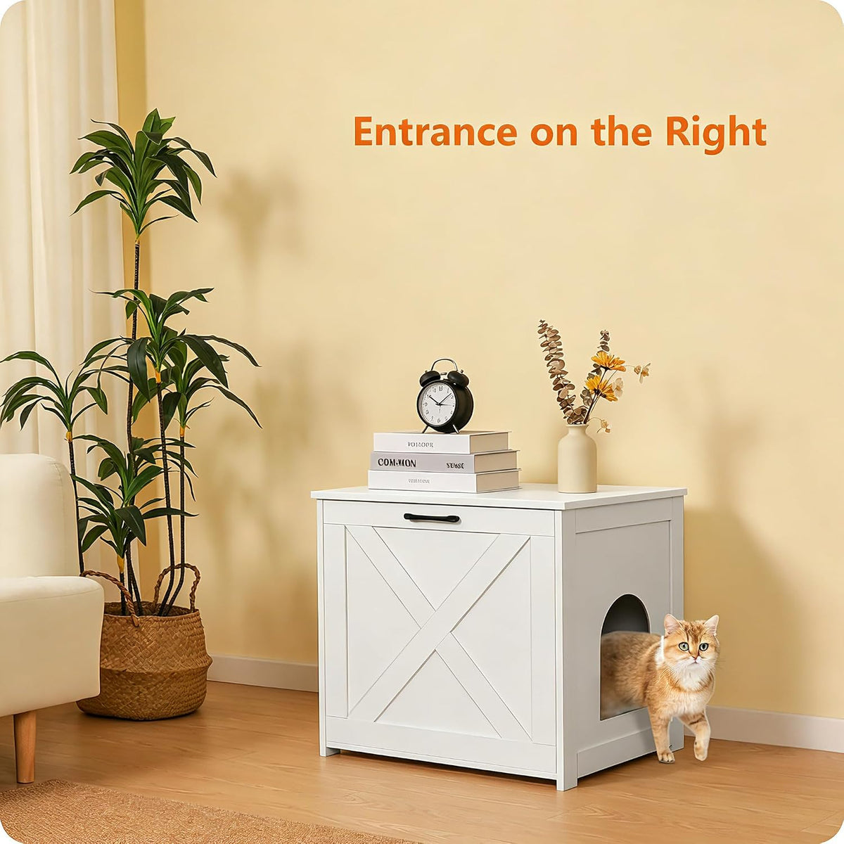 Cat Litter Box Enclosure, Hidden Litter Box Furniture - White / 23.6"L x 19.7"W x 21.7"H - image 2