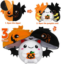 CAIYUEGG reversible Halloween plush showing bat ghost and pumpkin sides - view 6