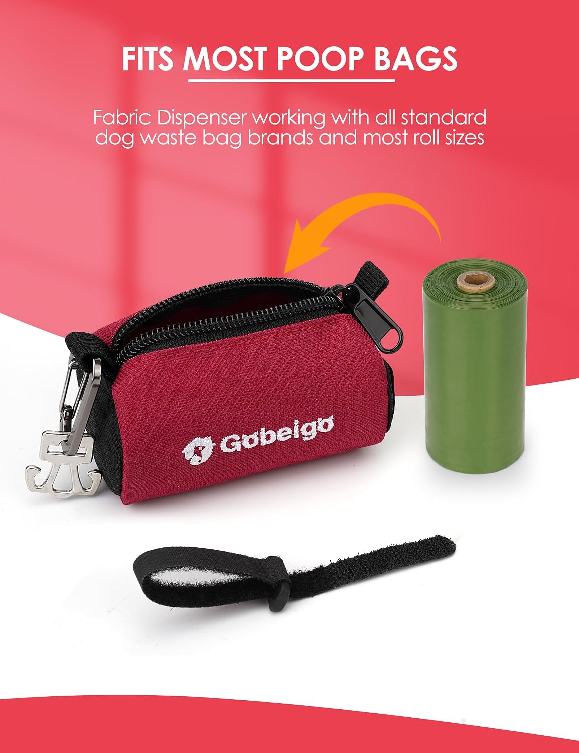 Gobeigo Dog Poop Bag Holder with Used Bag Carrier – Essentials for Dogs - Red - image 4