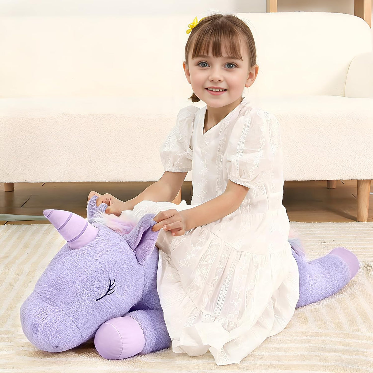 32inch Cute Giant Pink Unicorn Plush, Jumbo Soft Body Pillow Pet - 32inch Purple Unicorn / 32 inch - image 2