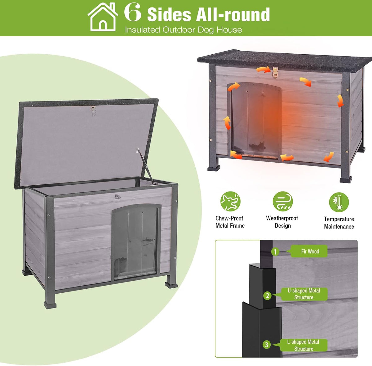 Large Outdoor Insulated Dog House Indestructible Dog Shelter - image 2