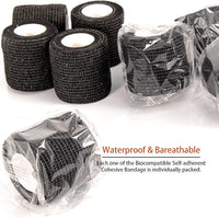 LDIWEE 24 Pack 2 Inch Self Adhesive Bandage Wrap - 5 Yard Black Cohesive Vet Wrap & Athletic Tape Grip Tape for Ankle Sprains, First Aid Medical, Sports Injuries