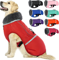 QBLEEV Warm Dog Coat, Reflective Dog Jacket - Red / Medium
