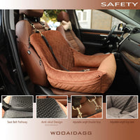 WOOAIDAGG Dog Car Seat for Small Dogs, Ultra-Soft Fabric - Brown - image 4