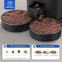 PAPIFEED 7L Automatic Cat Feeder for 2 Cats - 2.4G WiFi Timed Auto Feeder with APP Control, Cat Food Dispenser with Alexa for Multiple Cats, Detachable for Easy Clean, 1-10 Meals Per Day - Black