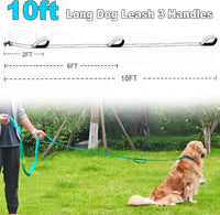 3 Handle Dog Leash 10FT Triple Handle Reflective Large Medium Dogs – Essentials for Dogs - Teal - image 2