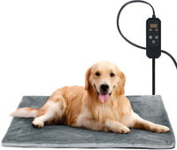 Niubya Pet Heating Pad for Dogs Cats with Timer and Soft Cover - Grey / 35" x 24"