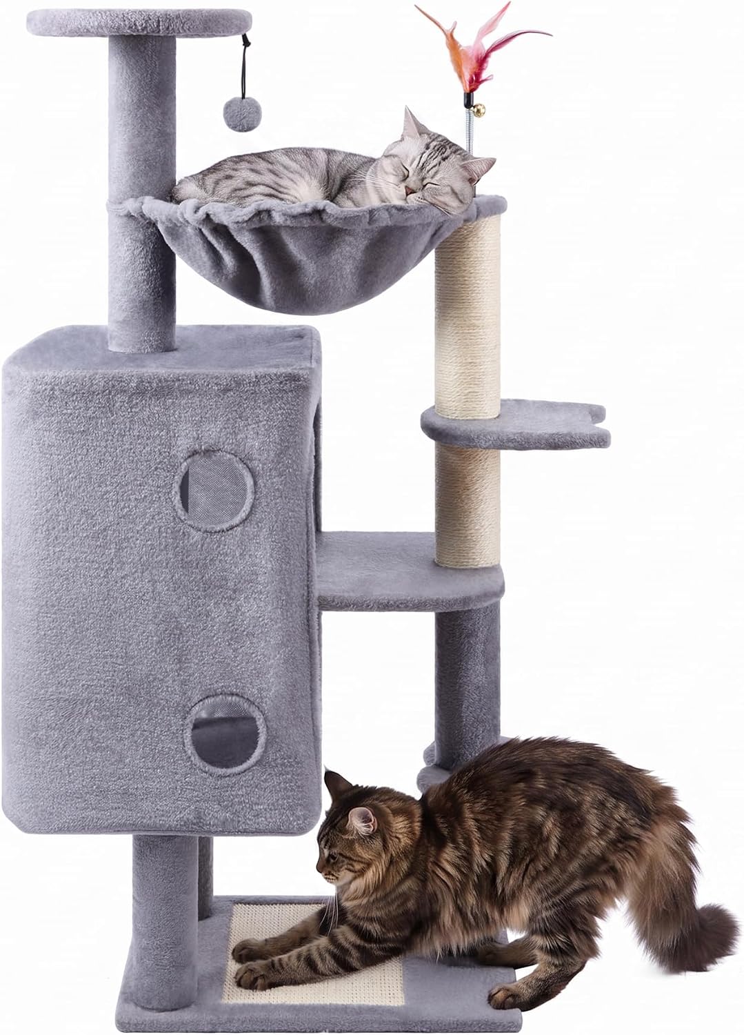 HUITREE 45in Cat Tree Tower with Big Condo for Indoor Cats - 338G