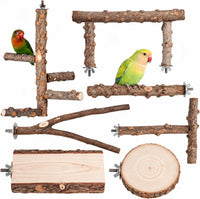 Kintor Bird Perch Set,7pcs Natural Wood Stand for Parakeet Cockatiel Conure – Essentials for Birds