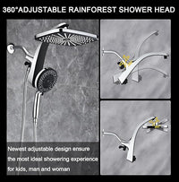 High Pressure Rain Shower Head: Upgrade Shower Heads with Handheld Spray Combo with Fixed Showerhead and 10 Sprays Handheld Shower Head, Detachable Shower head Built-in Magnetic Docking and Power Jets