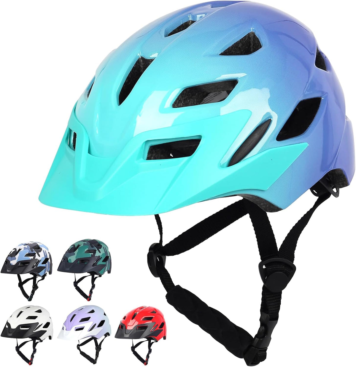Kids Bike Helmet, Toddler Youth Helmet for Boys Girls, Ages 3-5 - Gradient Blue Purple / 50cm-57cm/19.7''-22.4''