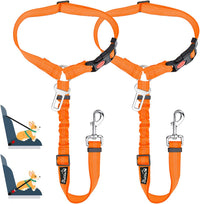 Lukovee Dog Car Seat Belt, Headrest Restraint, Headrest - Orange / Headrest + Clip, 2 Pcs