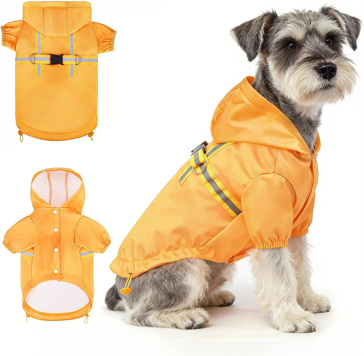 Dog Raincoats for Medium Dogs, Waterproof Rain Jacket with Hood – Essentials for Dogs - Solid Yellow / S(Back 13.2", Chest 18.5", Neck 13.9")