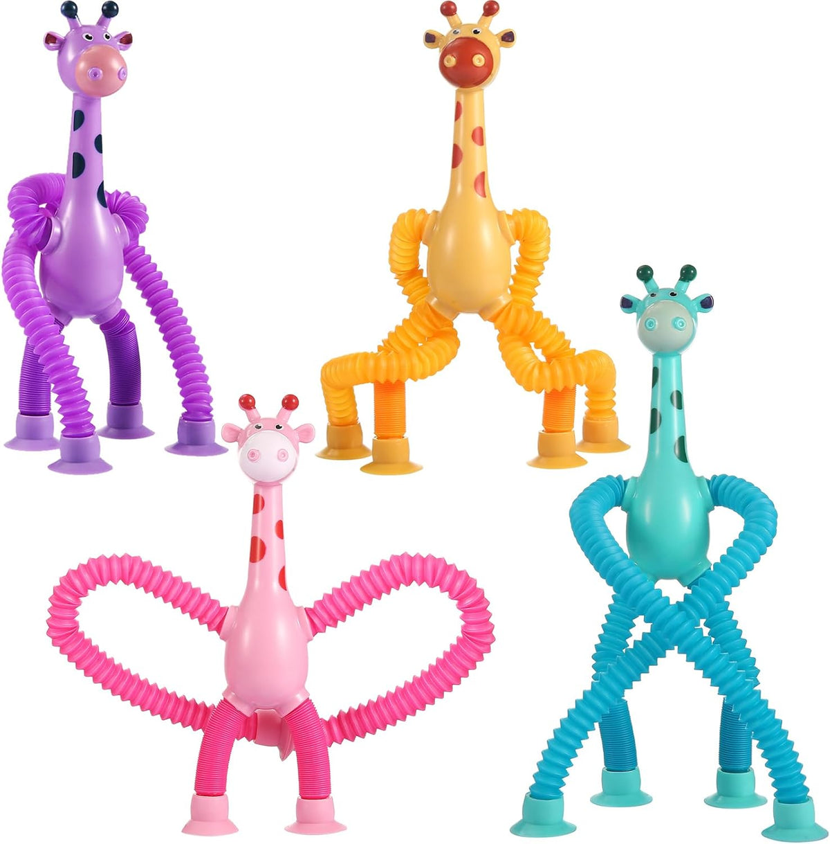 XONTEUS 4 Pack Giraffe Pop Tubes with Suction Cups